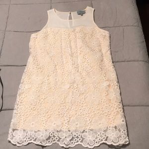 Skies are blue cream crocheted dress sheath Large